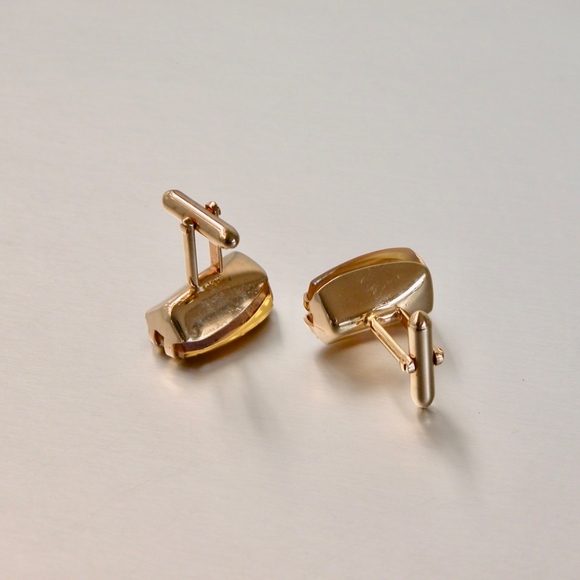 Vtg Bubble Glass Sword Cufflinks SWANKS Gold Tone - Picture 3 of 4